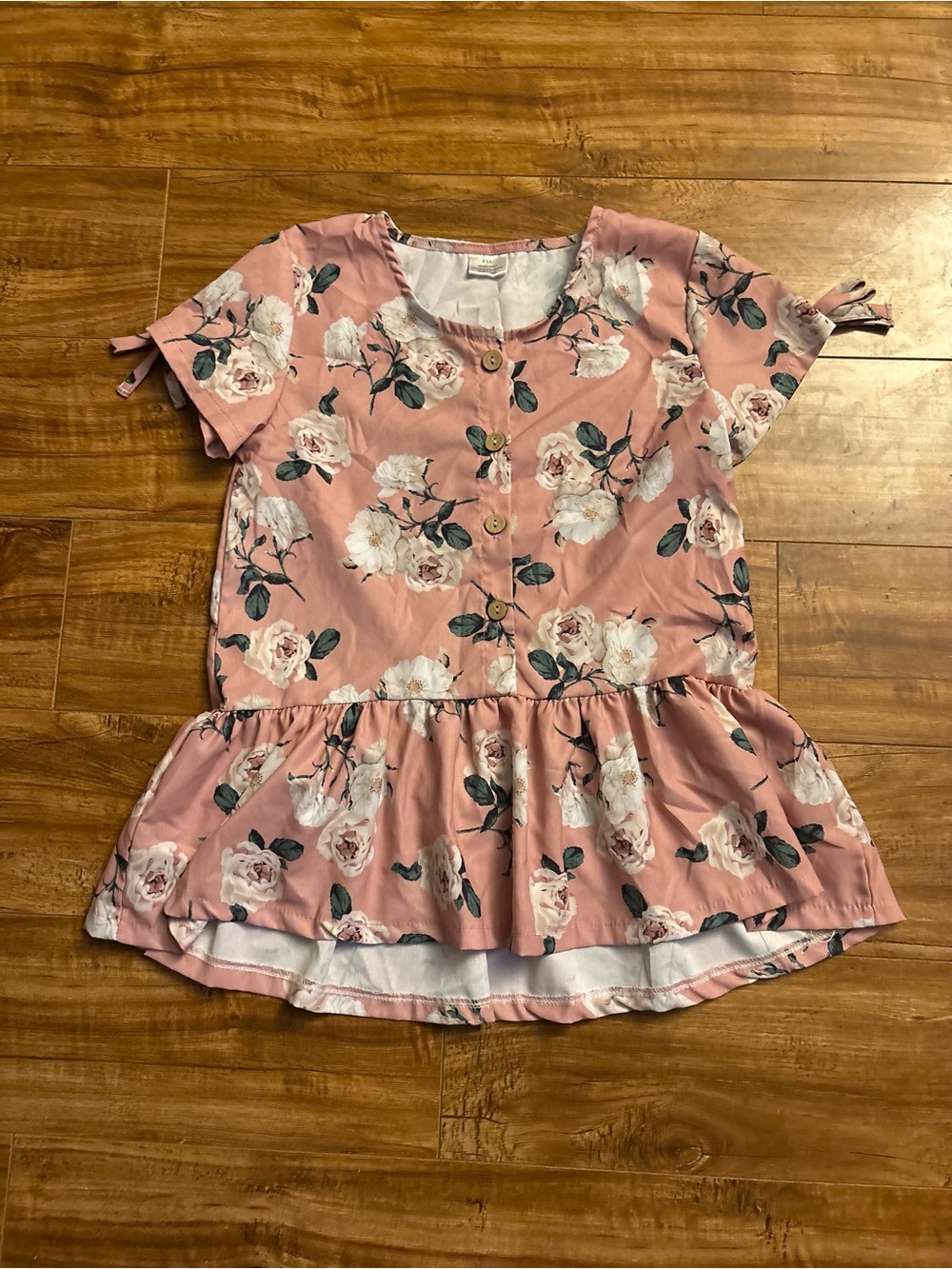 Floral Peplum Button Front Top in Dusty Pink